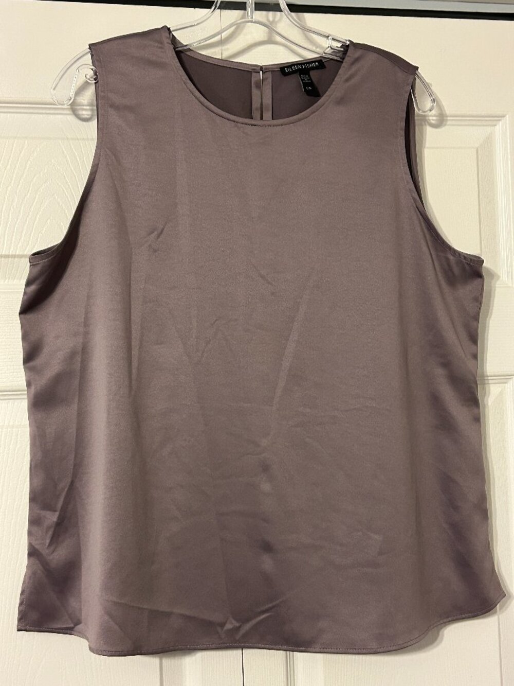 EILEEN FISHER Sz L Gray Silky Sleeveless Shell Tank Top